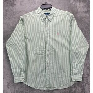 Ralph Lauren Men's‎ Shirt XXL Green Stripes Classic Fit Long Sleeve Button Up